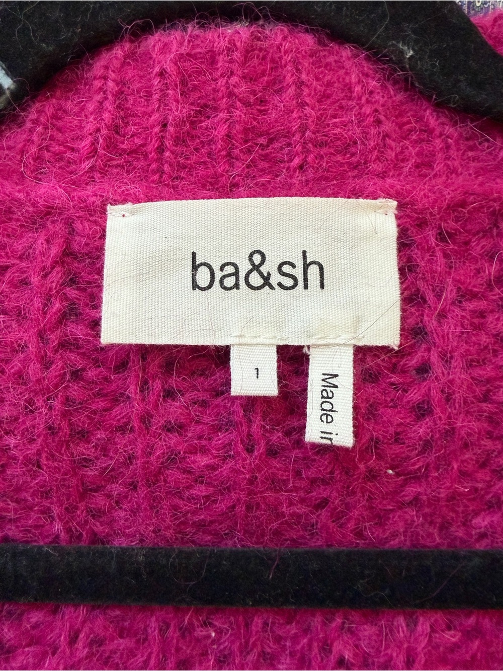 ba&sh Fuchsia Chunky Knit Button-Front Cardigan - Picture 3 of 6